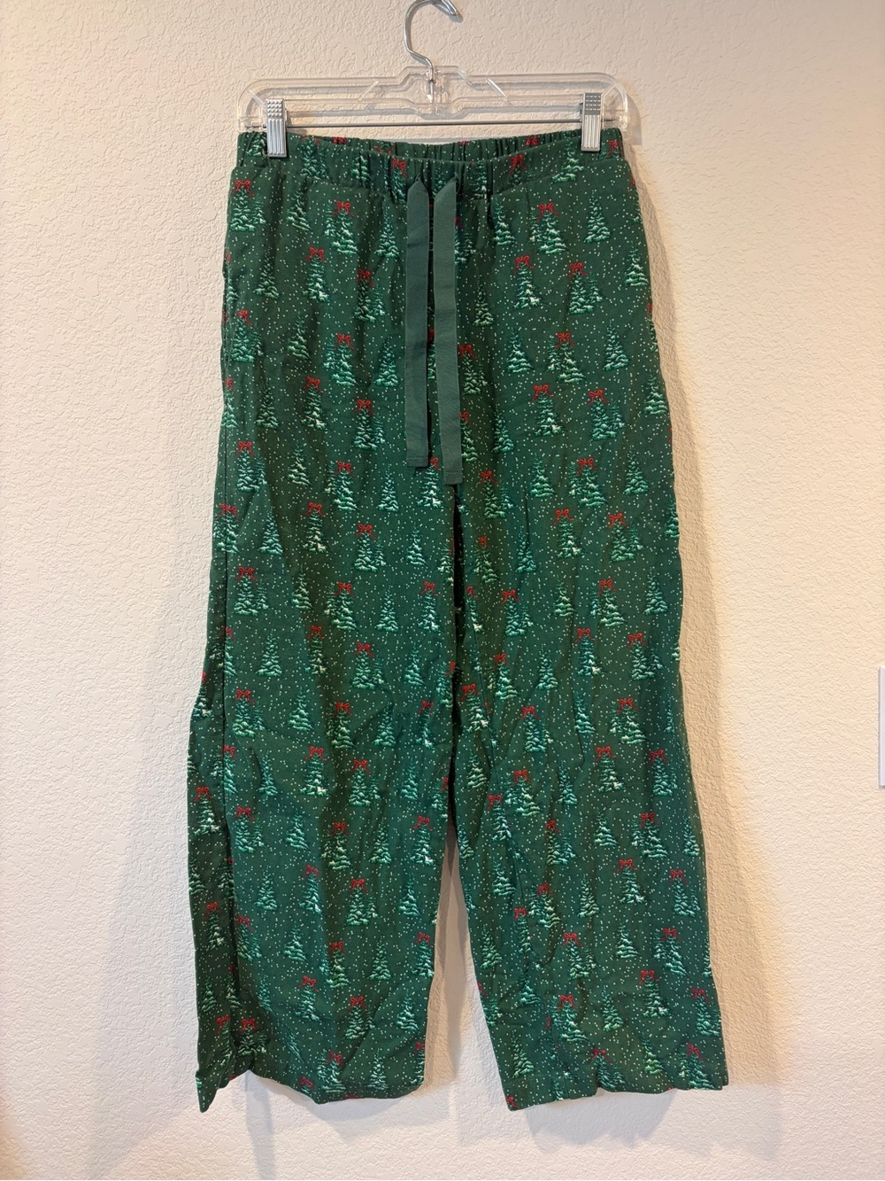 Lands’ End Women’s Green Holiday Cotton PJ Pant with Pockets - XS-P